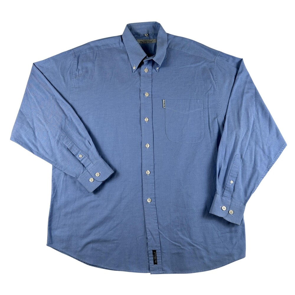 Vintage Ben Sherman Shirt Mens Large Solid Long Sleeve Button Down Pocket Logo
